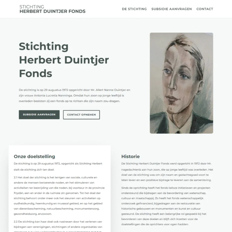 Herbert Duintjer Fonds, website door Webbureau Leeuwarden