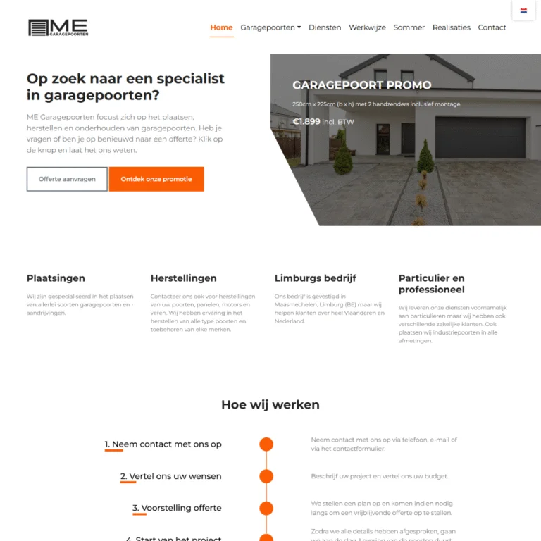 ME Garagepoorten, website door Webbureau Leeuwarden
